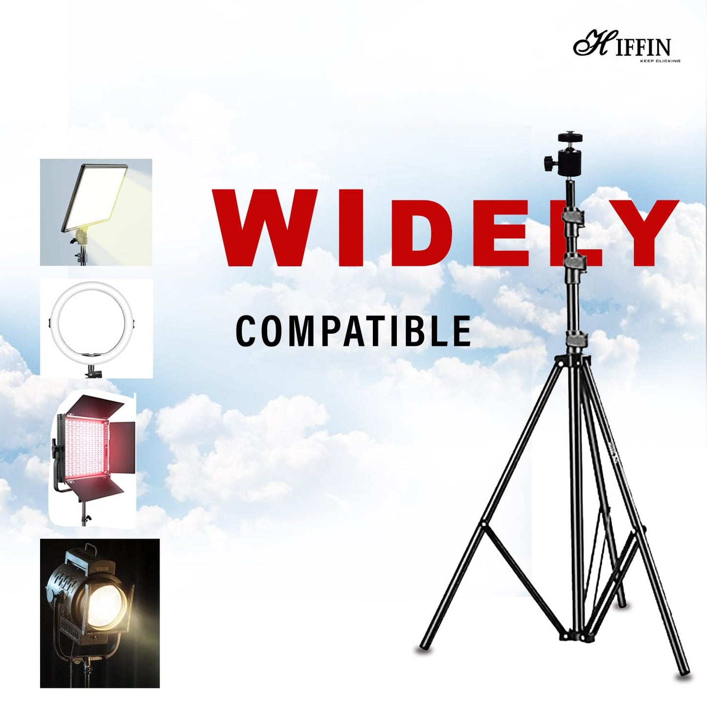 HIFFIN Combo Light Weight Tripods Kit for DSLR & Action Cameras Tripod Kit with 9 Ft Light Stand, Tripod Kit with 9 Ft Light Stand