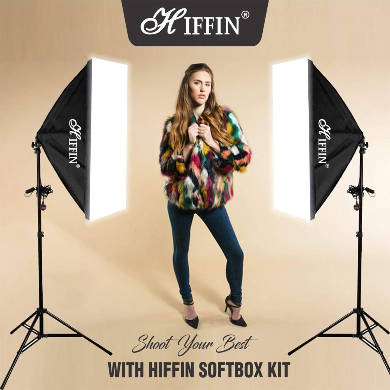 HIFFIN PRO HD Mark 2 Point Studio Lights for Photography and Video Shooting, Continuous Softbox Lighting Kit, Product Photography, White Soft LED Light, YouTube, Videography, Interview, Film Making