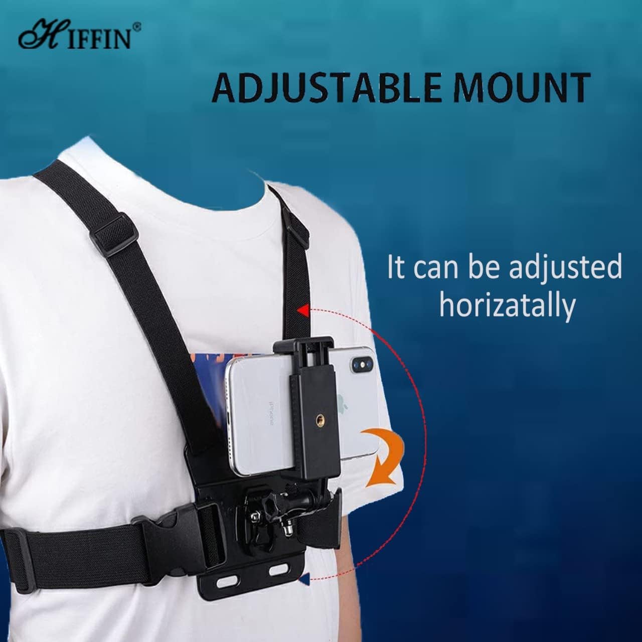 Hiffin Mobile Phone Chest Strap Mount Go Pro Chest Harness Holder for VLOG/POV Compatible with All Cell Phones and Go Pro Hero 9, 8, 7, 6, 5,OSMO Action, AKASO and Other Action Camera