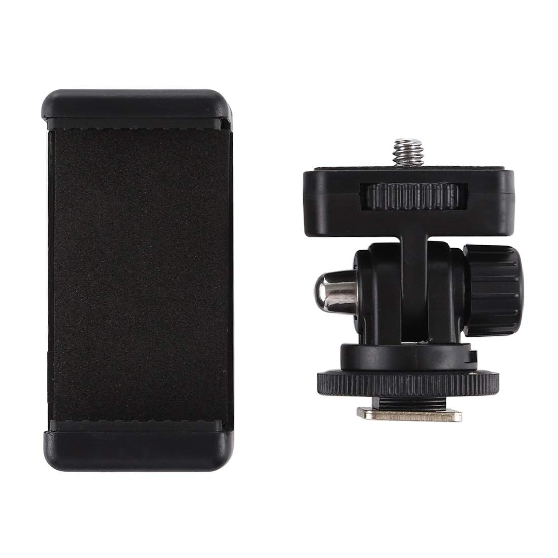 Hiffin Adjustable Angle Pole Swivel Hot Shoe Mount 1/4" Screw Hot Shoe Mount Adapter with Universal Mobile Phone Clip Holder for Mounting Video Camcorder Monitors