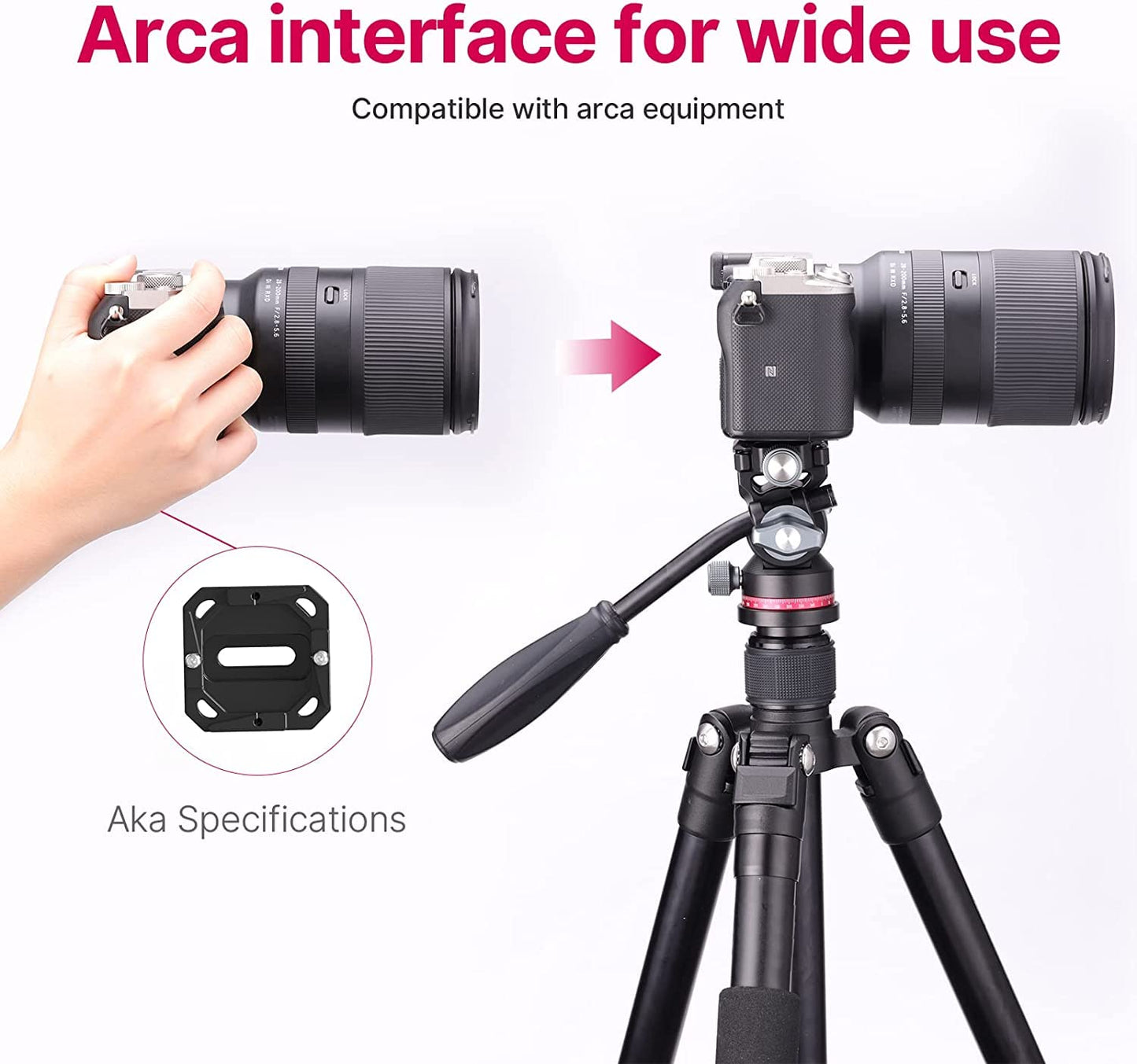 Video Fluid Head for Camera Tripod - U-190 Mini Pan Tilt Head Small Panoramic Ball Head with Arca Swiss Quick Release Plate Lightweight Filming Equipment for DSLR Heavy Duty Travel Tripod