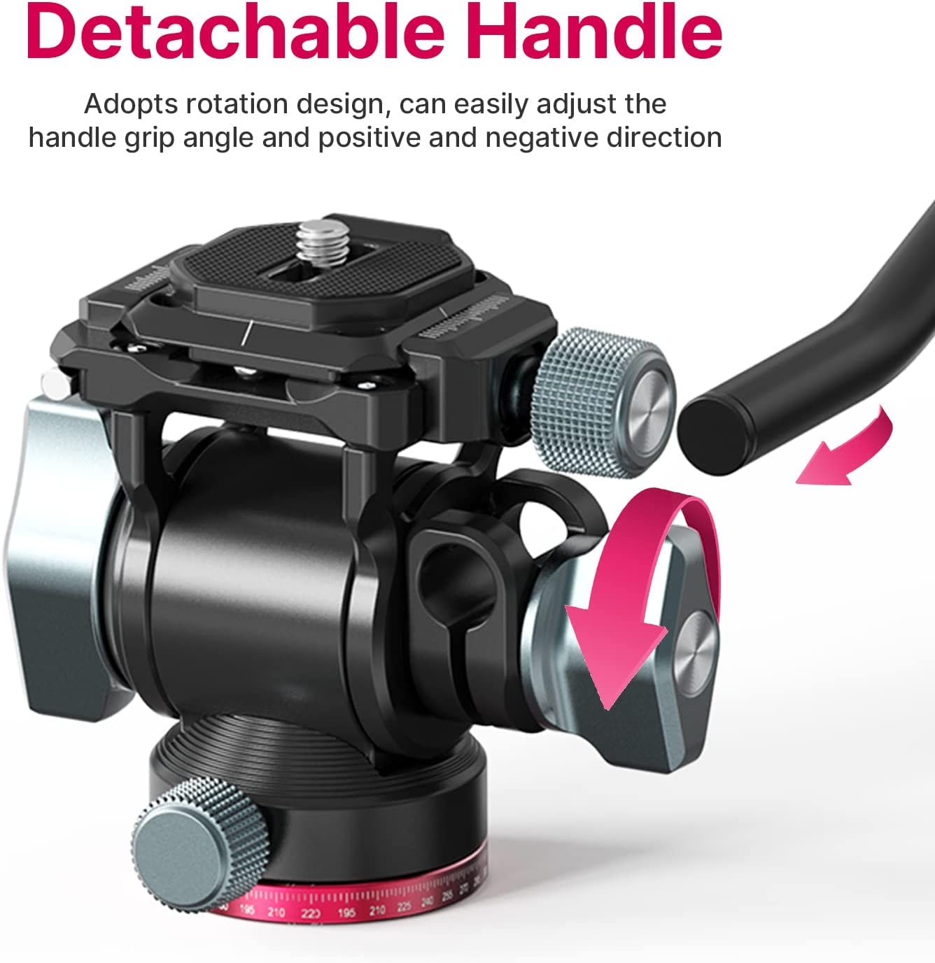 Video Fluid Head for Camera Tripod - U-190 Mini Pan Tilt Head Small Panoramic Ball Head with Arca Swiss Quick Release Plate Lightweight Filming Equipment for DSLR Heavy Duty Travel Tripod