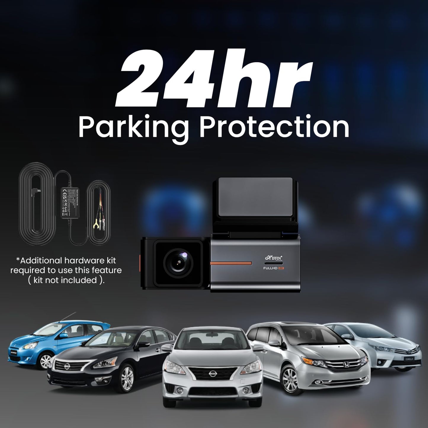 HIFFIN RoadCam X2 Dual Channel Recording Front 4K + Rear 1080P Dashcam with 1.47" Screen, Super Night Vision & WiFi, G-Sensor, Loop Recording, Parking Monitor. Ideal for Safety & Security