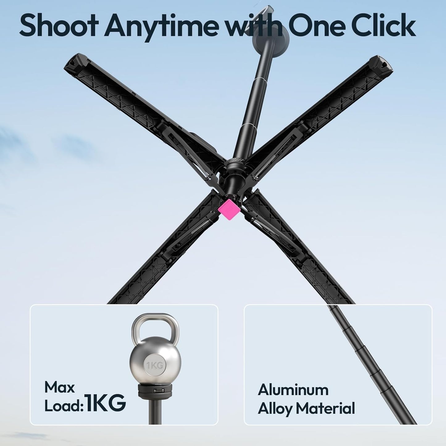 ULANZI Magnetic Phone Tripod, MT85 Auto Open Tripod with Enhanced 4-Leg, 60'' Selfie Stick Extendable Phone Stand, for Content Creation/Vlog, Compatible with iPhone 17/16/15/14/13/12 (Black)