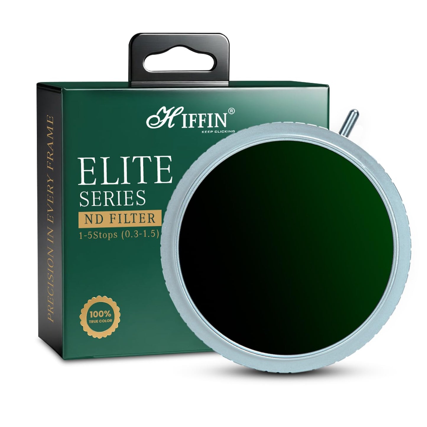 HIFFIN 72mm Elite Series, ND Filter (1-5 Stops) | Variable Neutral Density Lens Filter with Lens Cap & Protective Box | Silver & Black Design | Compatible with DSLR and Mirrorless Cameras