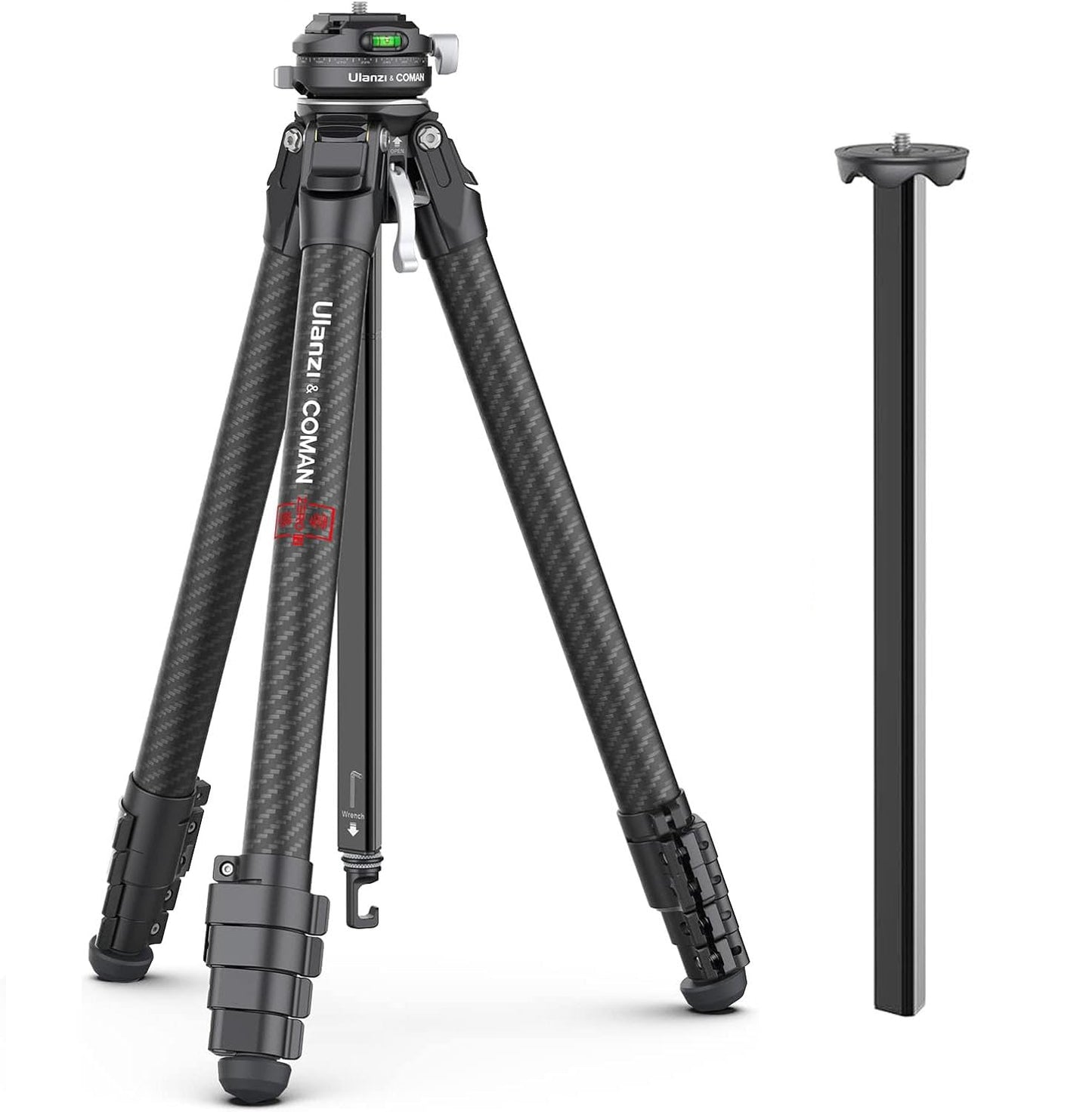 ULANZI Zero F38 Professional Camera Tripod, 62.6" Lightweight Carbon Fiber Camera Tripod with Quick Release 1/4" Screw & 360° Ballhead, for Most Cameras/DSLR/Projector, Weight 2.4lbs, Maxload 39.6lbs