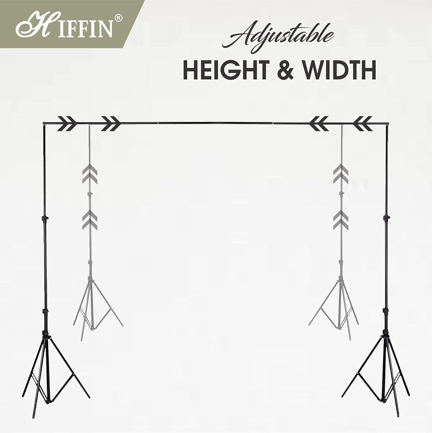 HIFFIN® Studio Background Stand Kit (9ft X 9ft) for Backdrop Photography and Videography, Height Adjustable, Portable and Foldable Stand Kit with Carry Bag