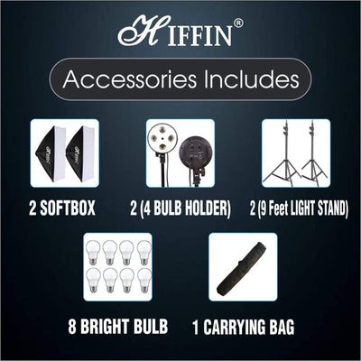 HIFFIN PRO HD Mark 2 Point Studio Lights for Photography and Video Shooting, Continuous Softbox Lighting Kit, Product Photography, White Soft LED Light, YouTube, Videography, Interview, Film Making