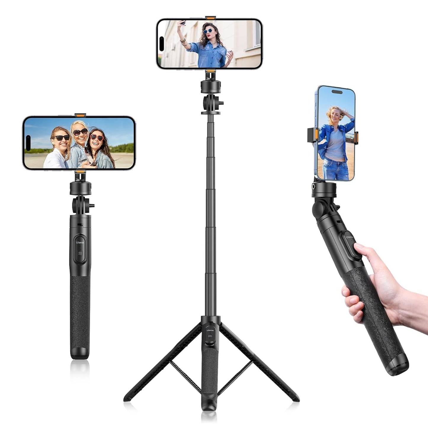 UL SK-05 1.6 Meter Selfie Stick SK-03 3 in 1 Stable Phone Stand for Smartphone/Camera/Gopro, Extendable Phone Tripod with Detachable Remote, Compatible with iPhone/Galaxy/Huawei, Etc.