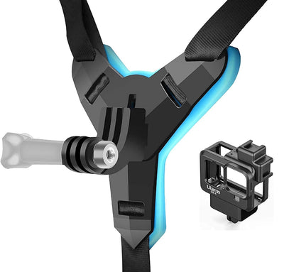 HIFFIN Helmet Chin Strap Mount Housing Cage for Go pro 9,10 Ulazi G9-4 Cold Shoe Mount Compatible with Tripod Selfie Stick