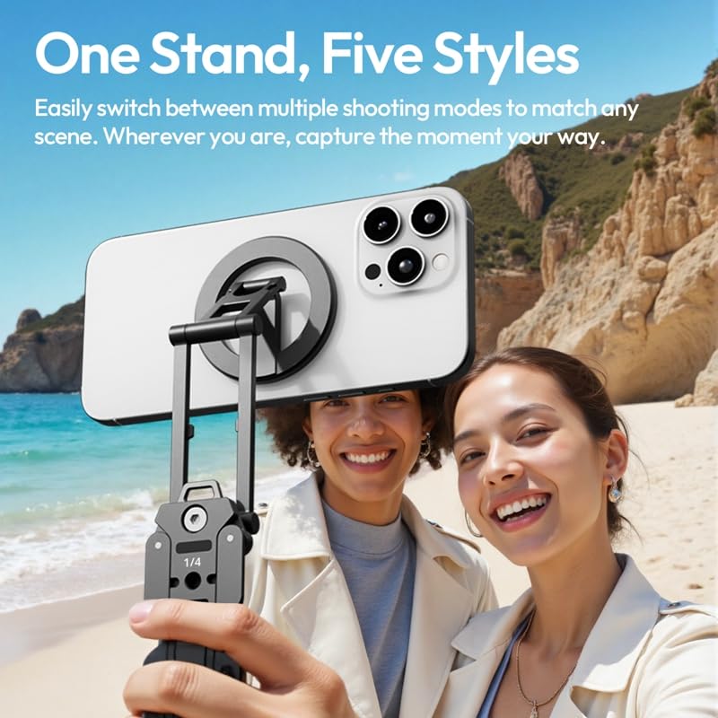 ULANZI SK29 Magnetic Phone Tripod & Foldable Mini Stand with MagSafe Holder, Aluminium Mobile Tripod with 1/4” Screw, UKA & Arca-Swiss Base, Portable Vlogging & Travel Accessory for iPhone 17-12