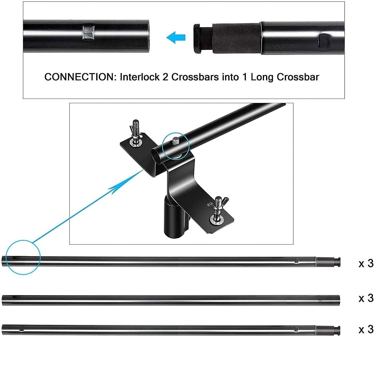 HIFFIN® Portable Background Backdrop Support Stand Kit 9ft Tall Adjustable Photo Backdrop Stand (3 in 1 Background Stand Kit, 3 in 1 Background Stand Kit)