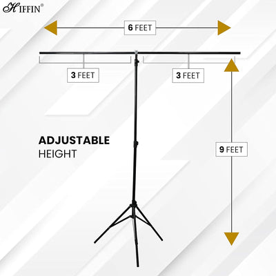 HIFFIN® White Screen Backdrop 6x10 ft with Stand - 6x9FT Photography Backdrop with 1PC 6.5FT T-Shape Backdrop Stands, 2PCs Spring Clamps, 1PCs Carry Bag
