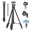 ULANZI Select TT51 Portable Tripod Stand I 360° Rotable Ball Head I Hidden Cold Shoe Phone Holder I 600g Lightweigt I 1.38m/51in Long I 5 Section Extenable Vlog Tripod