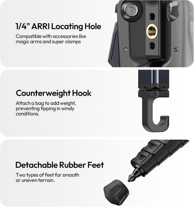 ULANZI Ombra ⅡCamera Tripod 61.5 Inch, 360° Ball Head Travel Tripod Stand with Uka Quick Release Plate for DSLR Sony Canon Fujifilm Camera Smartphone Vlogging Photography with Phone Mount Carry Bag