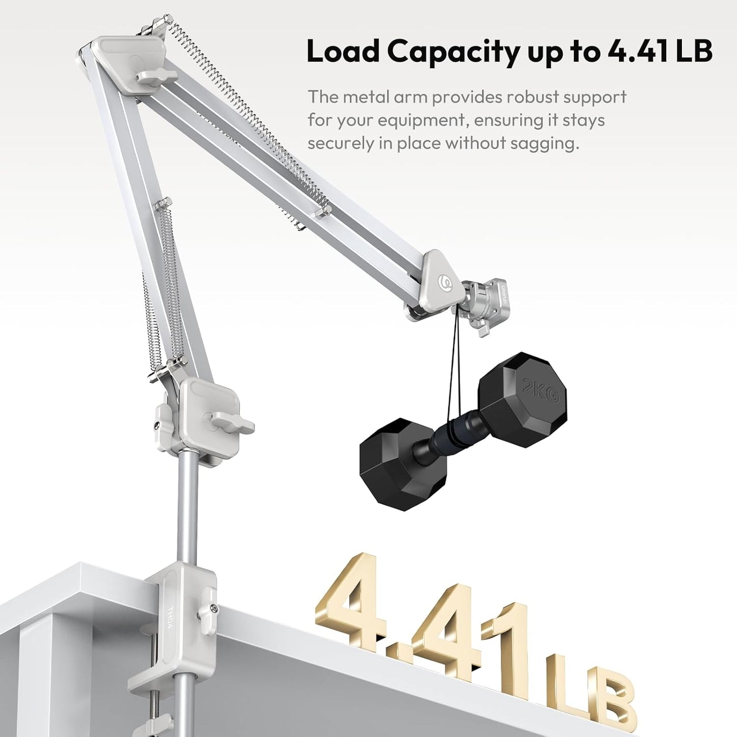 ULANZI TH04 Camera Overhead Tripod Mount, Flexible Microphone Boom Arm Light Stand Mounting Spring-Loaded Design Uka Quick Release Setup 360° Rotatable Ball Head Load Capacity 2kg