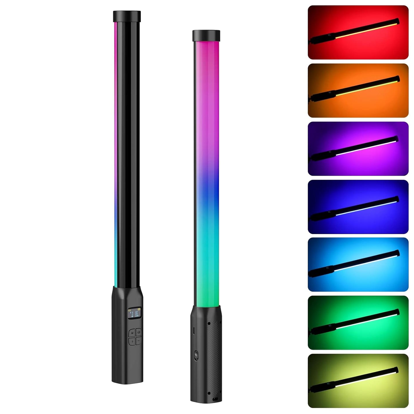 ULANZI VL119 Handheld Light Wand, 360° RGB LED Video Light Stick for Photography, 3300mAh Rechargeable Tube Light for Video Shooting, 2500-9000K Dimmable Camera Light with LCD