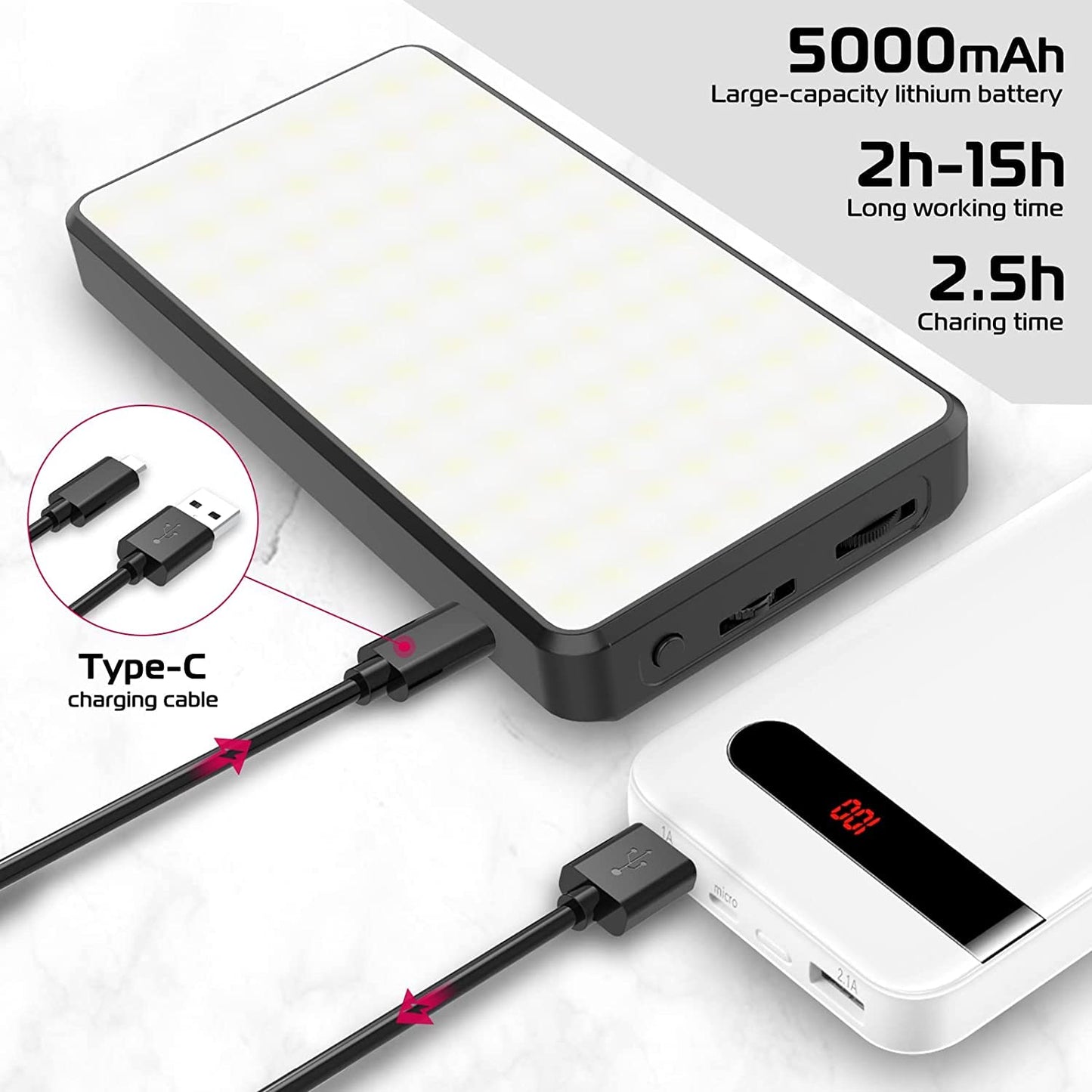 200 LED Video Light ULANZI Camera Light Dimmable 2500K-9000K Bi-Color Temperature, Panel Light with LCD Display CRI 90+Built in 5000mAh Battery lighting for Studio YouTube Interview Vlog