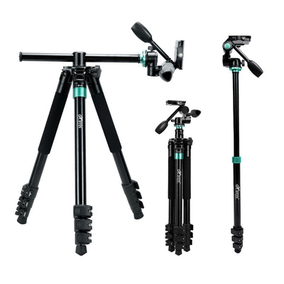HIFFIN HF-999 Professional Portable Magnesium Aluminum Alloy Tripod Monopod with Detachable Ball Head and Pocket for Digital Camera and Camcorder (Black) (Professional Tripod with Monopod)