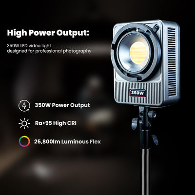 HIFFIN HF-350PRO Wonder Series 350W LED Video Light | 25,800lm Ultra Bright | CRI 95+ | CCT 2700K-6500K | Bowens Mount | App Control | Professional Light for Photography, Videos & Studio Use