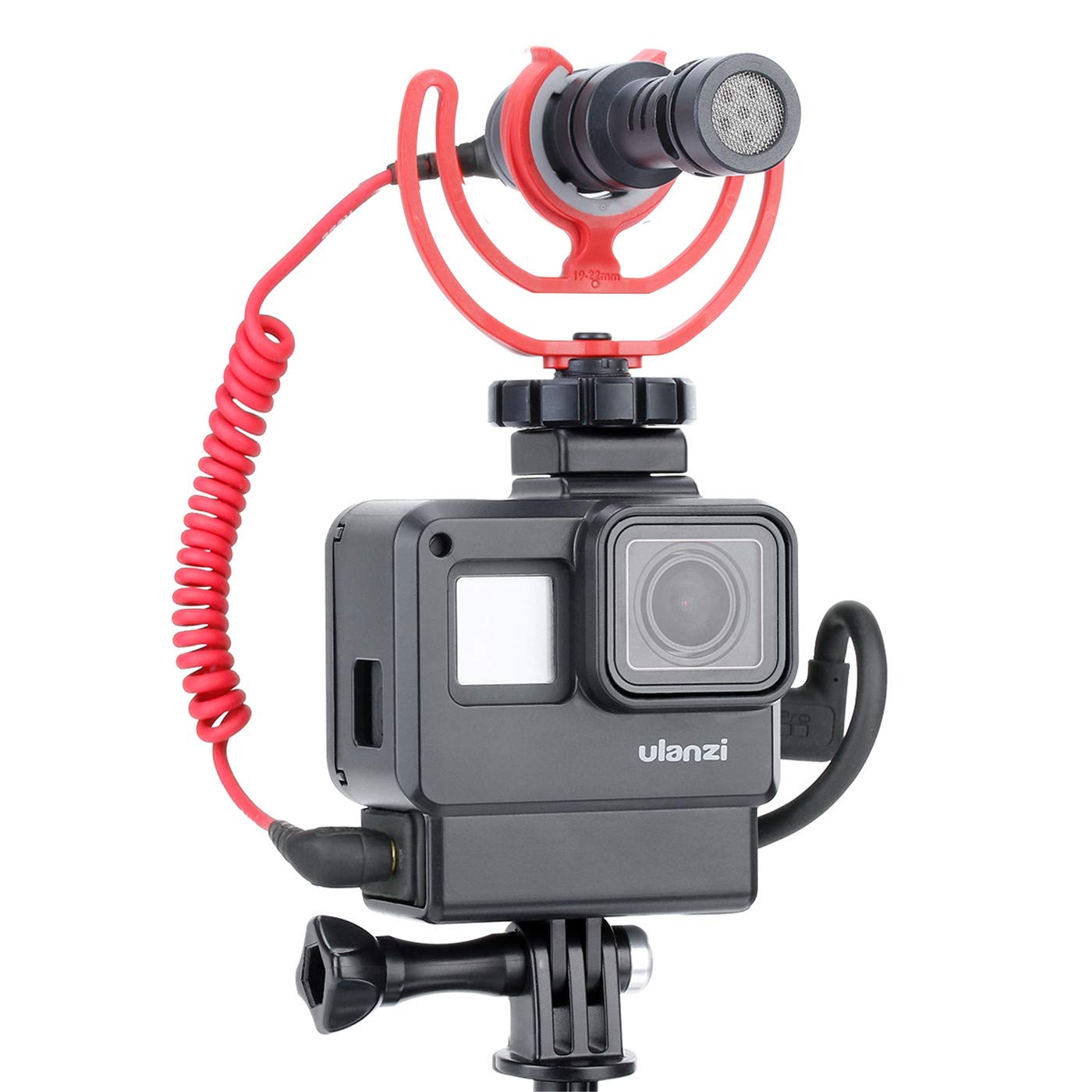 ULANZI V2 Protective Housing Case Vlogging Frame Cage Mount with Microphone Cold Shoe Compatible for GoPro Hero 7 6 5 Vlog Setup Action Camera Accessories
