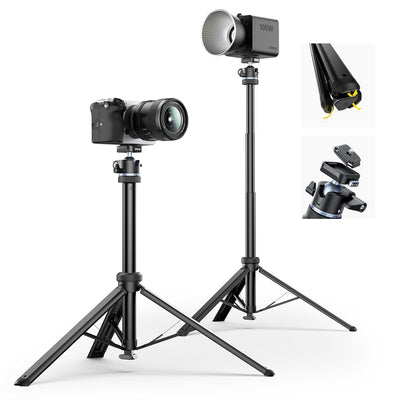ULANZI MT93 Universal 1/4" Light Stand Camera Tripod w Auto-Open w UKA Quick-Release, 63" Portable Adjustable Ball Head Tripod for Cameras/Video Light/Phone/Outdoor Photo, Up Load 6.61lb, w Bag