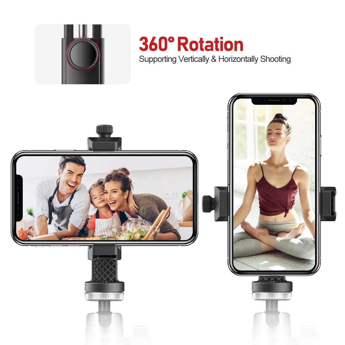 ULANZI Select Phone Hot Shoe Mount with Remote, 360° Rotation, Cold Shoe for Mic Light, 1/4 Screw Cell Phone Holder, Adjustable Clamp, Compatible with iPhone, Samsung Smartphone