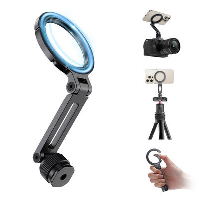 Ulanzi MA07 Magnetic Phone Tripod Mount for Magsafe, Aluminum Camera Phone Mount with 1/4" Screw, Cold Shoe Magnetic Tripod for Camera, Copatibale with iPhone 16/15/14/13/12 Series