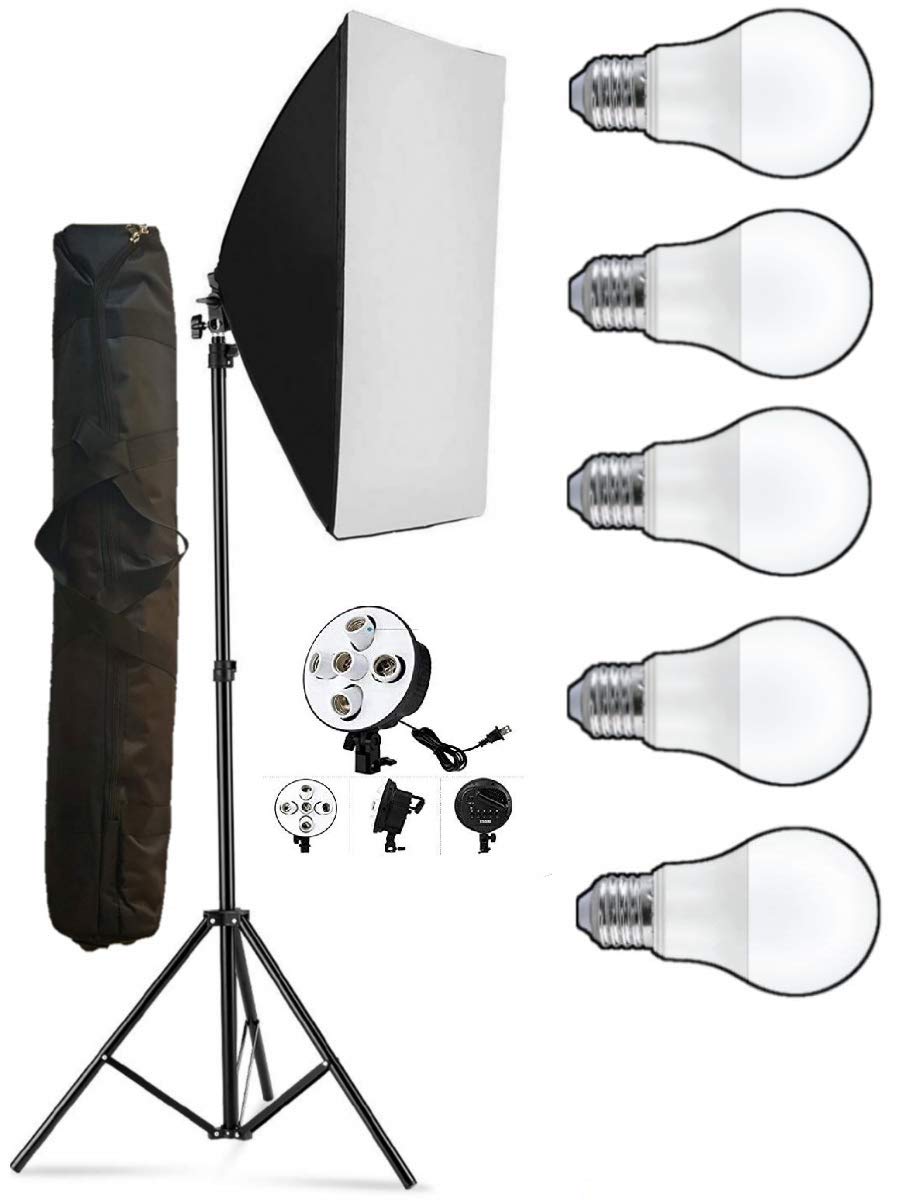 HIFFIN® PRO HD 5 Soft Led Video Light Softbox Kit | 1 Point Lighting | Stand | for YouTube Shooting,Videography, Product Photography, Continuous Studio Lights, Key Fill and Back Light