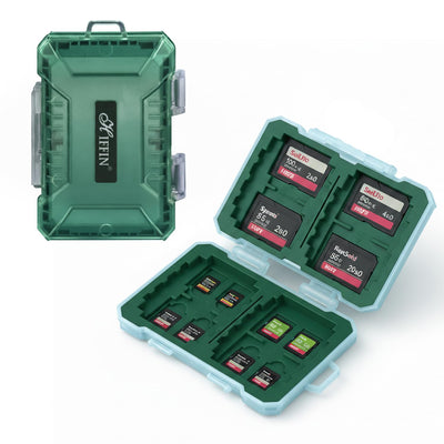 HIFFIN 29-in-1 Memory Card Storage Case | Large Capacity ABS+TPE Waterproof Organizer Box for CFexpress Type A/B, SD, TF & SIM Cards | Shockproof, Portable & Travel-Friendly