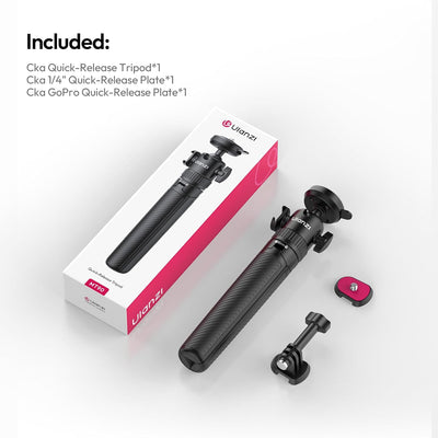 ULANZI MT90 Action Camera Tripod Stand Vlog Handle Grip with Cka Quick Release w Ballhead w Cold Shoe, Camera Desktop Tripod for GoPro Hero, Insta360, DJI Osmo Pocket/Action/360, Small Cameras