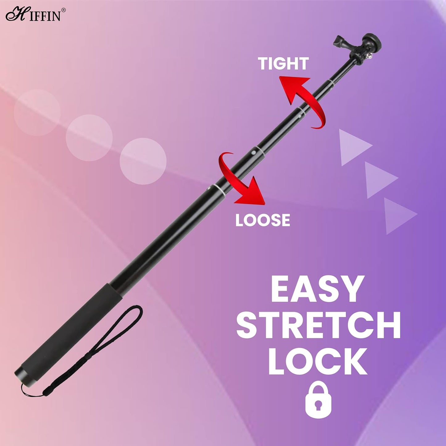 HIFFIN 118"/3 Meters Ultra Long Selfie Stick for Go Pro Max Hero 9 8 7 6 5 4 3+, Insta 360 One R One X, DJI Osmo Action, Extendable at 6 Lengths Carbon Fiber Lightweight Pole Monopod…