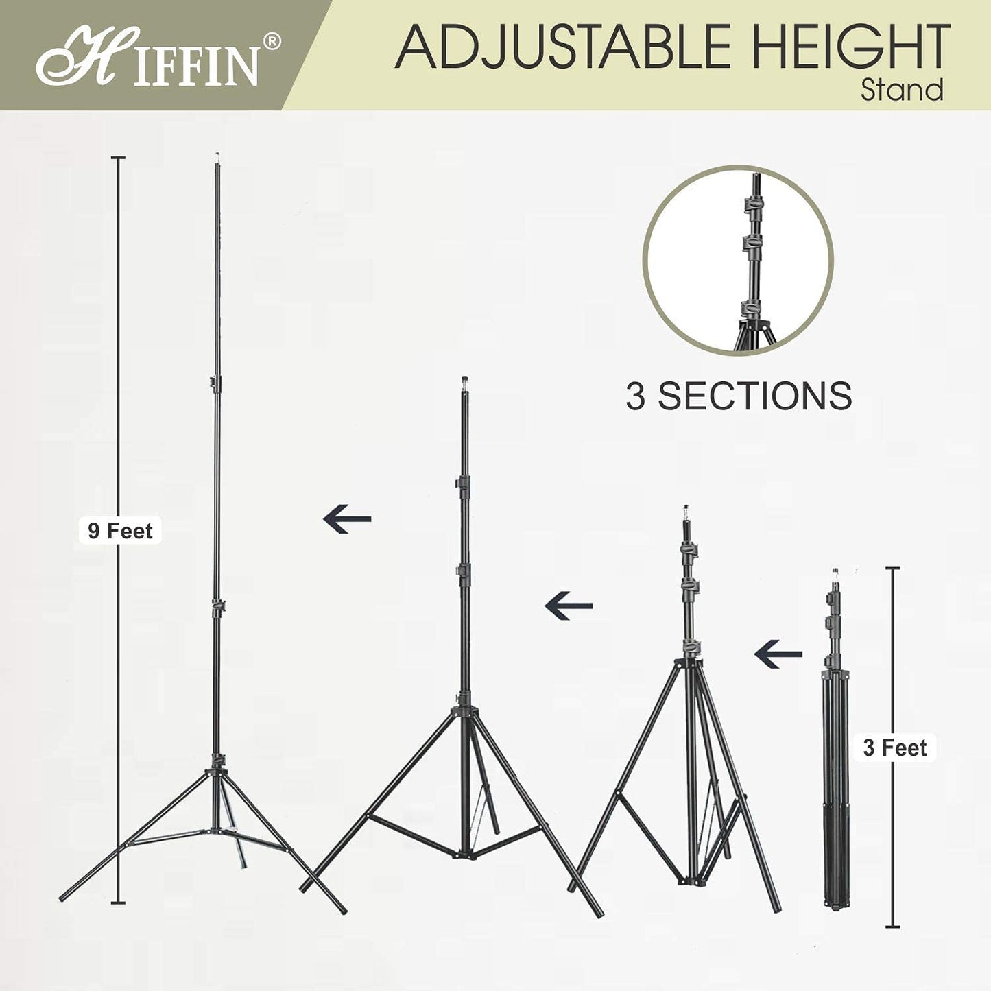 HIFFIN® Green White Black Screen Backdrop with Stand, 8FT X 12FT Wide Green Screen Backdrop with 9 FT x 12 FT Wide Photo Backdrop Stand, Photo Backdrop Stand Kit Include Carry Bag (Background kit 01 With C3 )