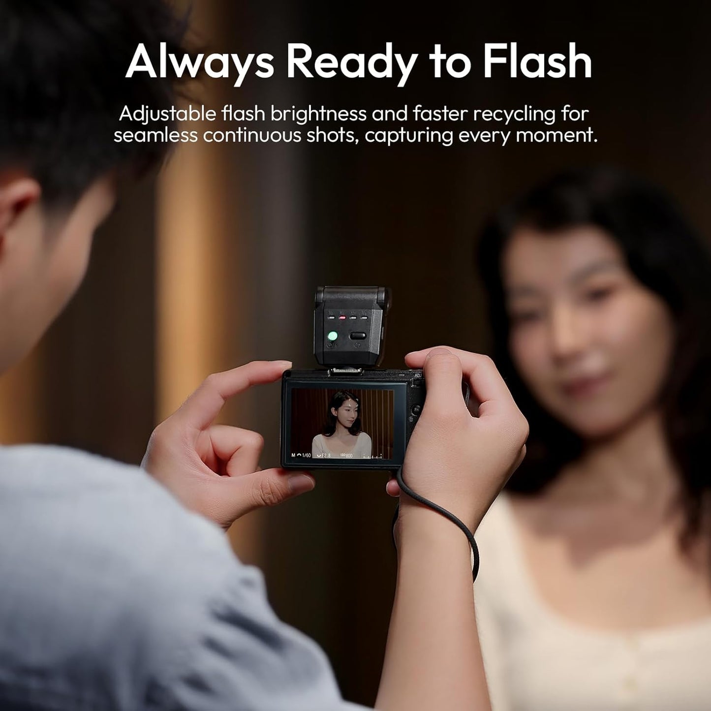 ULANZI SL03 Camera Mini Flash Speedlite with Video Light for Beginners Basic, GN8 6500K Flash 90° Angle Adjustable Compatible with Sony/Canon/Fuji/Nikon DSLR, Universal Single Contact Hot Shoe Mount