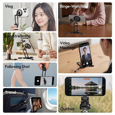 ULANZI SK29 Magnetic Phone Tripod & Foldable Mini Stand with MagSafe Holder, Aluminium Mobile Tripod with 1/4” Screw, UKA & Arca-Swiss Base, Portable Vlogging & Travel Accessory for iPhone 17-12