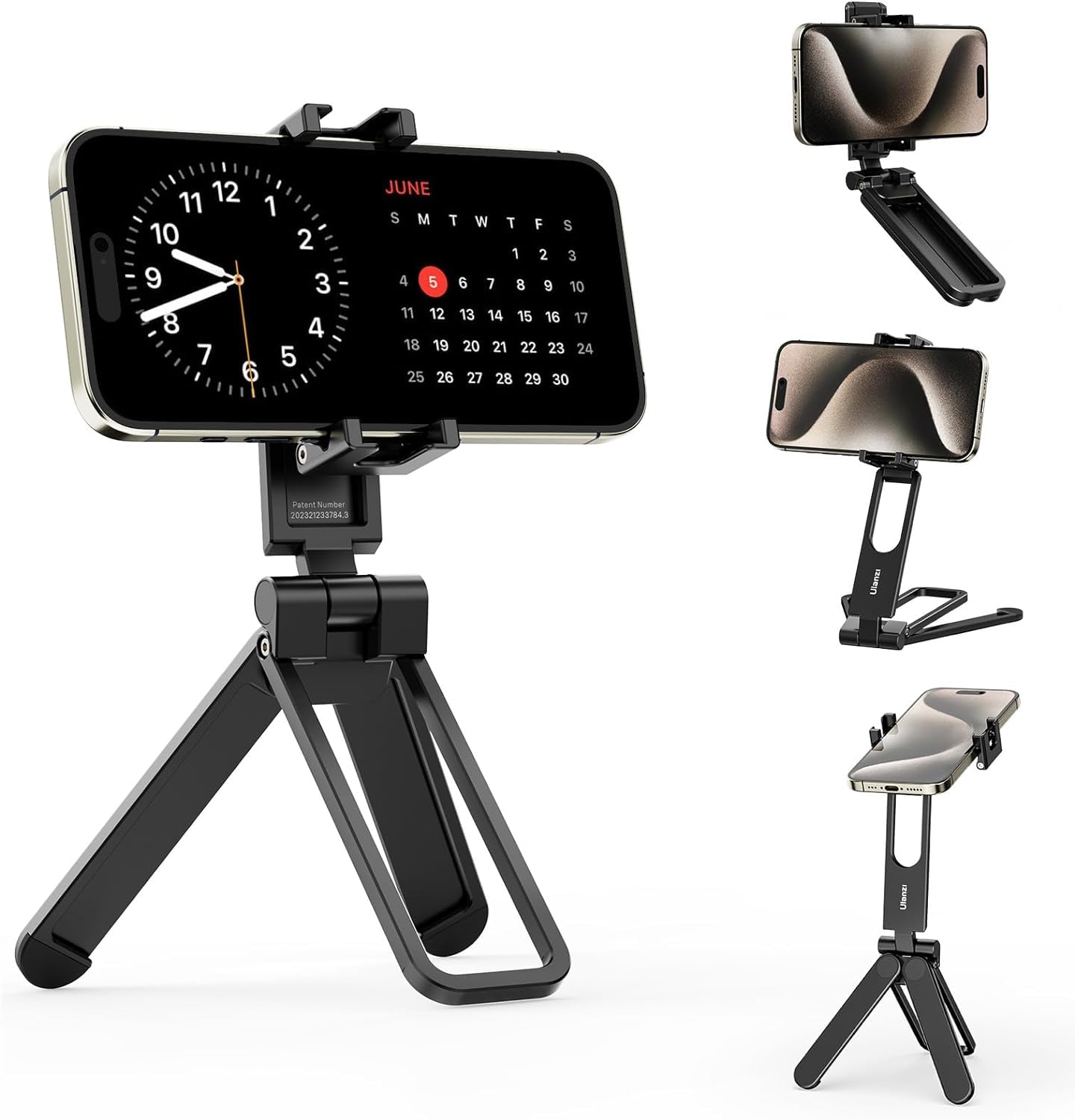ULANZI MA26 Foldable Phone Tripod - Pocket Cell Phone Vlog Video Tripod Handle Aluminium Smartphone Desk Stand 2 Cold Shoe Compact Size All in One Lightweight Portable Vlog Stick for iPhone Samsung