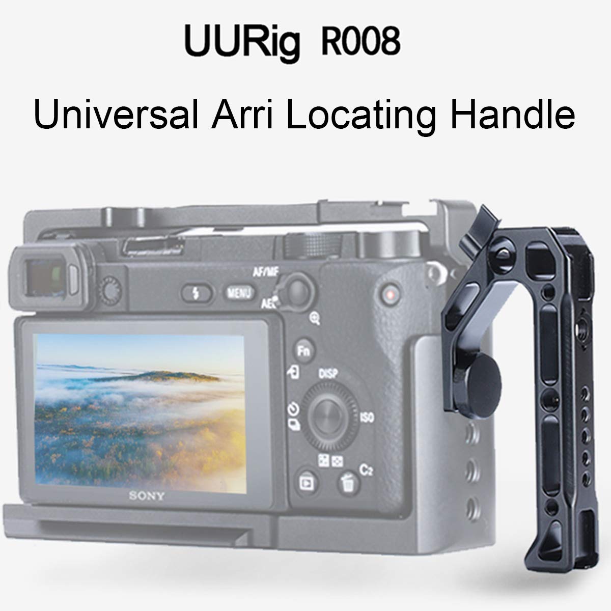 UURig R008 Camera/DSLR Top Handle ARRI Hole Connection Grip for Sony A6400 6300 Camera Cage Metal Low Angle Shots 4 Cold Shoe Mount Microphone 15MM NATO Rail Rod Clamp Tube Hole, Video Film Making