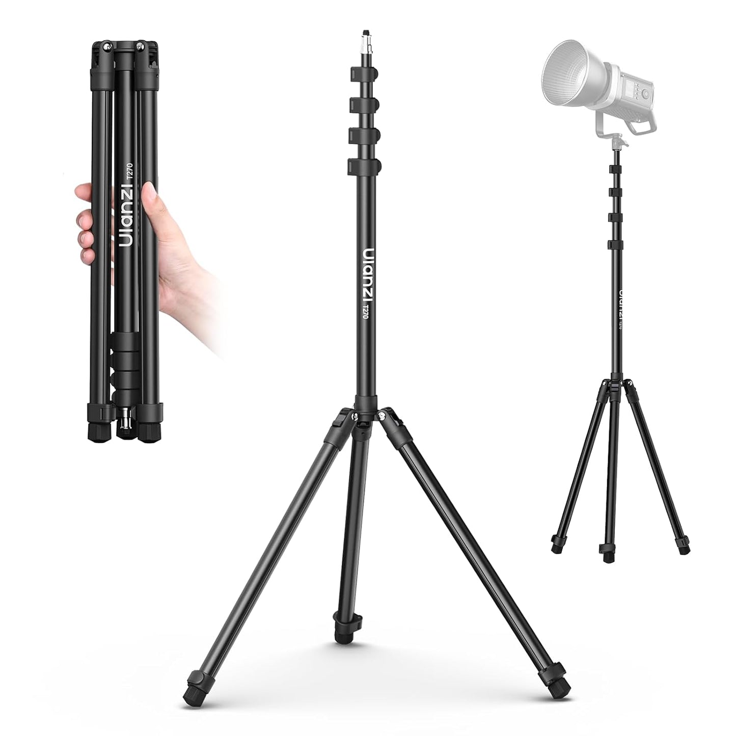 ULANZI T270 Light Stand, 8.8ft/270cm Adjustable Photography Light Tripod Stand for Photo Video Shooting, Aluminum Portable Studio Lighting Tripod for Softbox, Camera, Reflector, Strobe Light