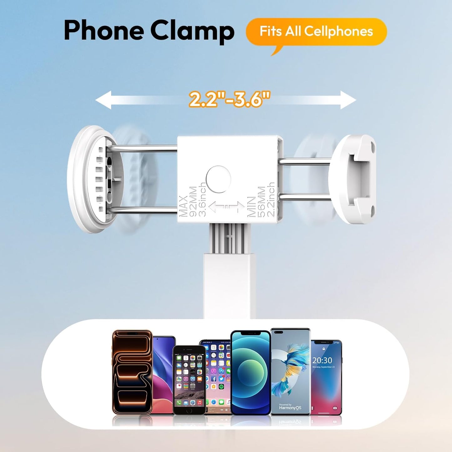 ULANZI MT86, 60" Automatic Phone Tripod Stand with Wireless Remote, Adjustable Auto‑Open Selfie Stick for iPhone Android, Portable Extendable Travel Tripod for Selfie/Vlogging, White