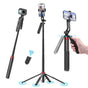 ULANZI MA09 Extendable Phone Tripod, 71" Selfie Stick Phone Vlog Tripod Stand Quadrapod with All in 1 Phone Clip, Travel Tripod Phone Holder with Rechargeable Remote for iPhone Sony Canon GoPro