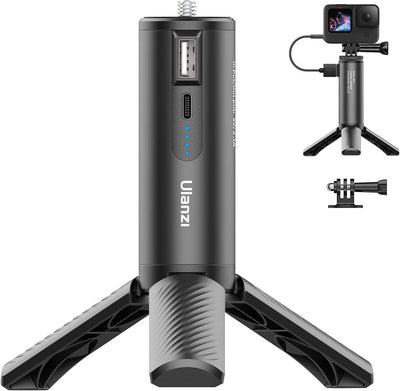 ULANZI BG-4 Camera Hand Grip + Tripod Battery Grip With Gopro9 Mount Rechargeable 5000Mah For Camera iPhone/Gopro Charging/Gopro 9 8 7 6 5 / Osmo Pocket/Osmo Action / A6400 / RX100 /, Black