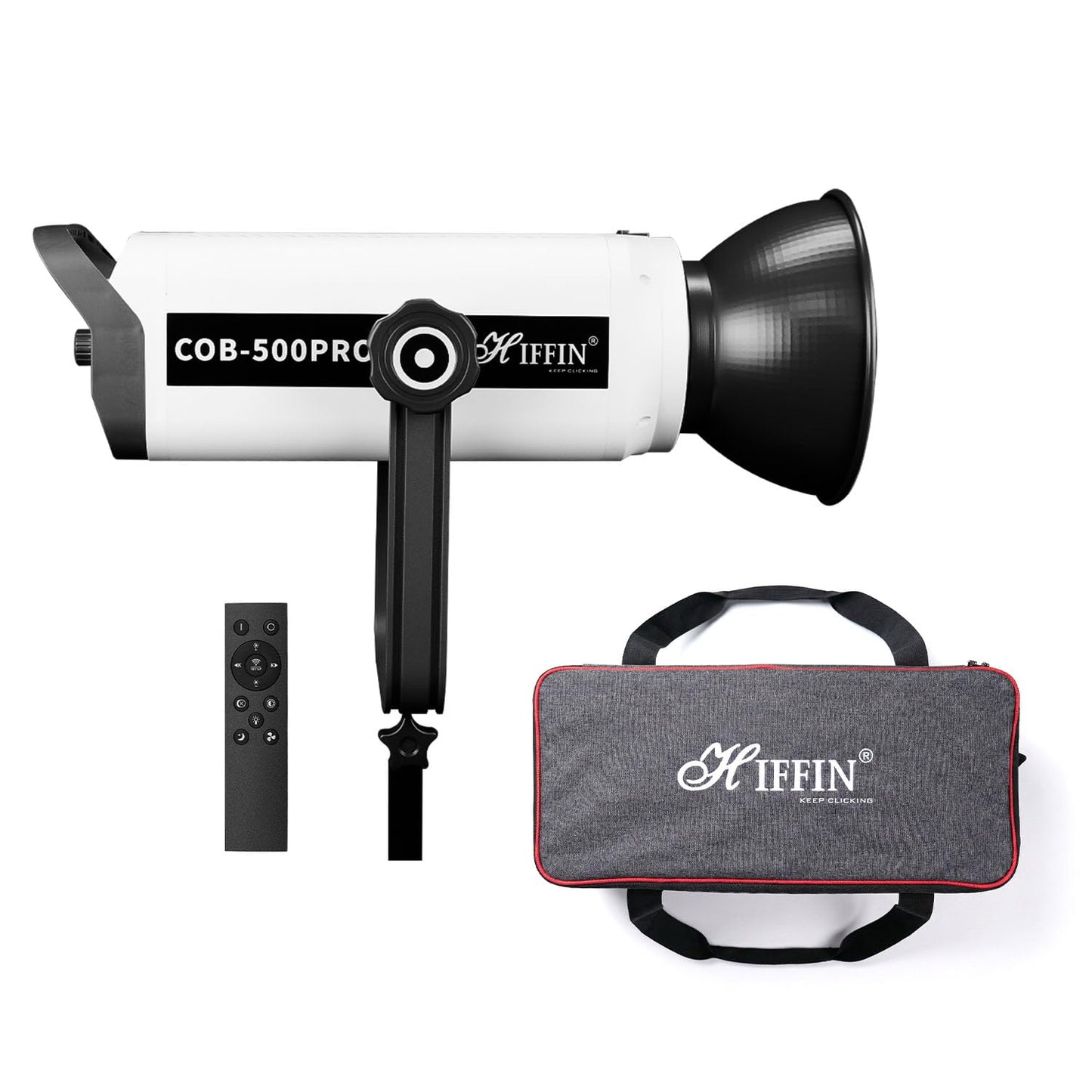 HIFFIN (COB-500 Pro) 500W Bi-Color Continuous LED Video Light with Bowens Mount, Remote Control & Silent Cooling Fan, AC Power, 2800K–6800K CCT., 51800 Lux @1m, CRI 95+, Ideal for Photo & Videography