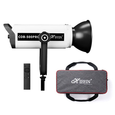 HIFFIN (COB-500 Pro) 500W Bi-Color Continuous LED Video Light with Bowens Mount, Remote Control & Silent Cooling Fan, AC Power, 2800K–6800K CCT., 51800 Lux @1m, CRI 95+, Ideal for Photo & Videography