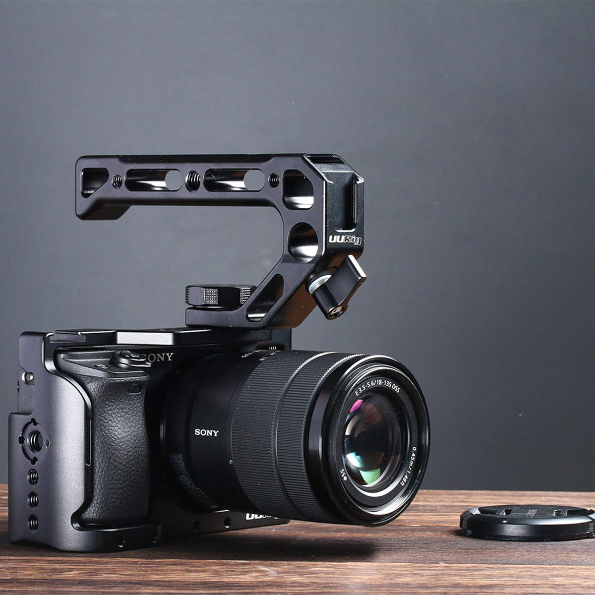 UURig R008 Camera/DSLR Top Handle ARRI Hole Connection Grip for Sony A6400 6300 Camera Cage Metal Low Angle Shots 4 Cold Shoe Mount Microphone 15MM NATO Rail Rod Clamp Tube Hole, Video Film Making