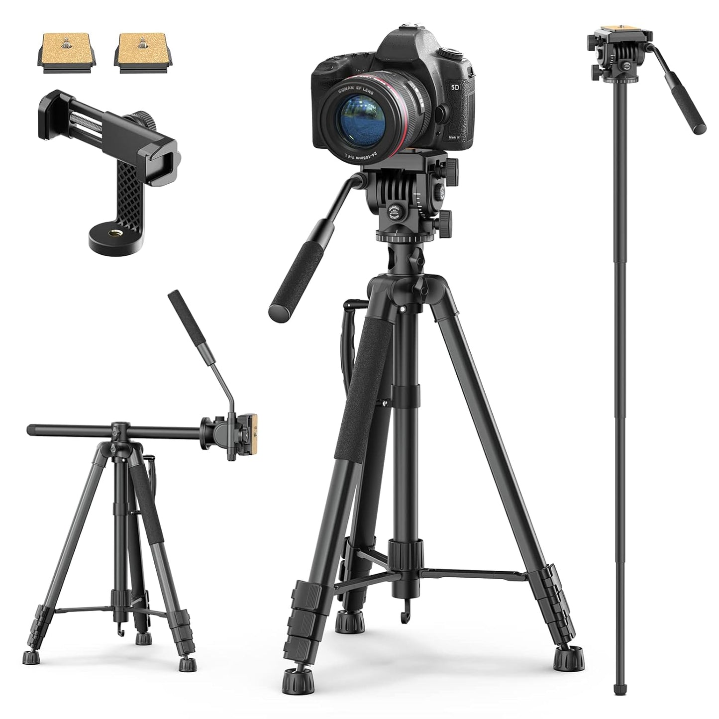 ULANZI VT-02 Metal Camera Tripod | Heavy Duty, Portable & Adjustable Stand for DSLR, Smartphone & Vlogging | Strong, Compact & Travel-Friendly