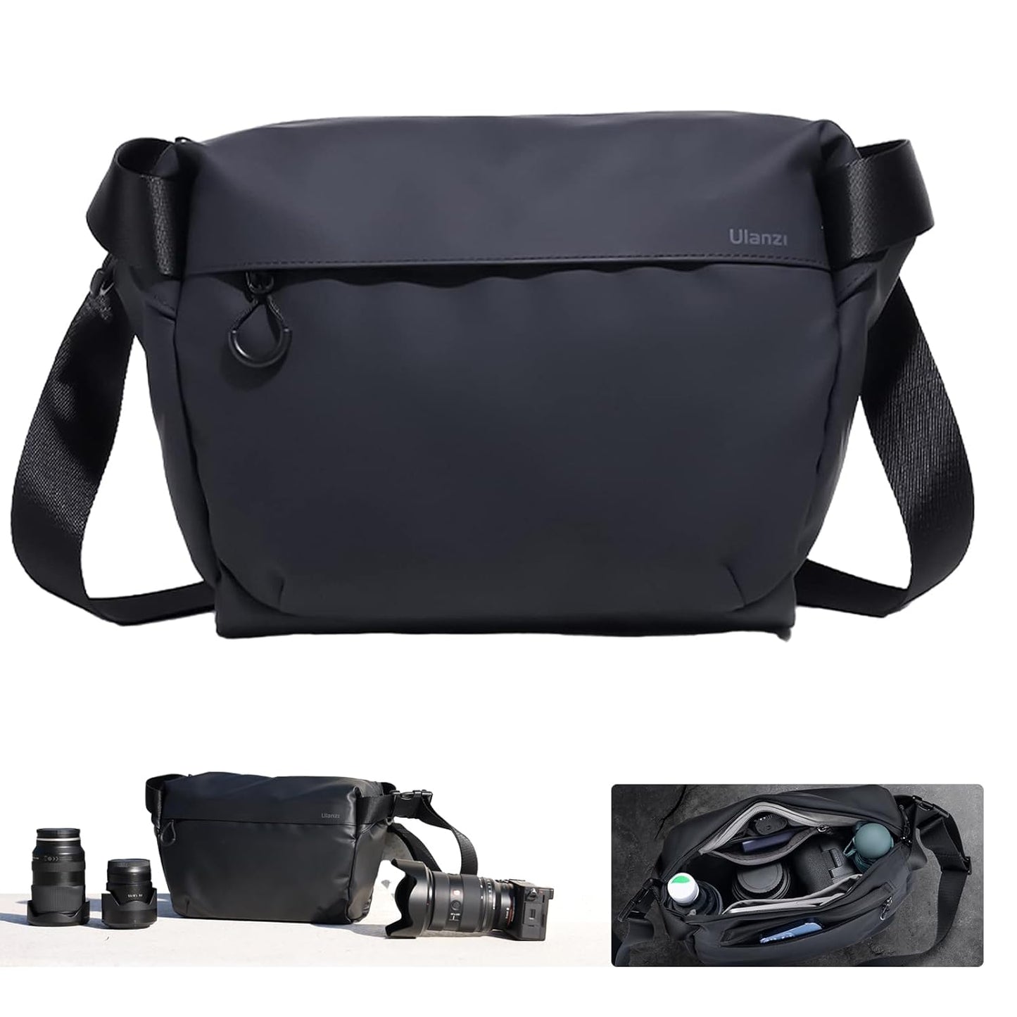 ULANZI Versatile Camera Shoulder Bag Photography Travel Messenger Portable Travel Bag Accessories Stylish Crossbody DSLR Sling Bag Compatible with Sony Canon etc -BLACK