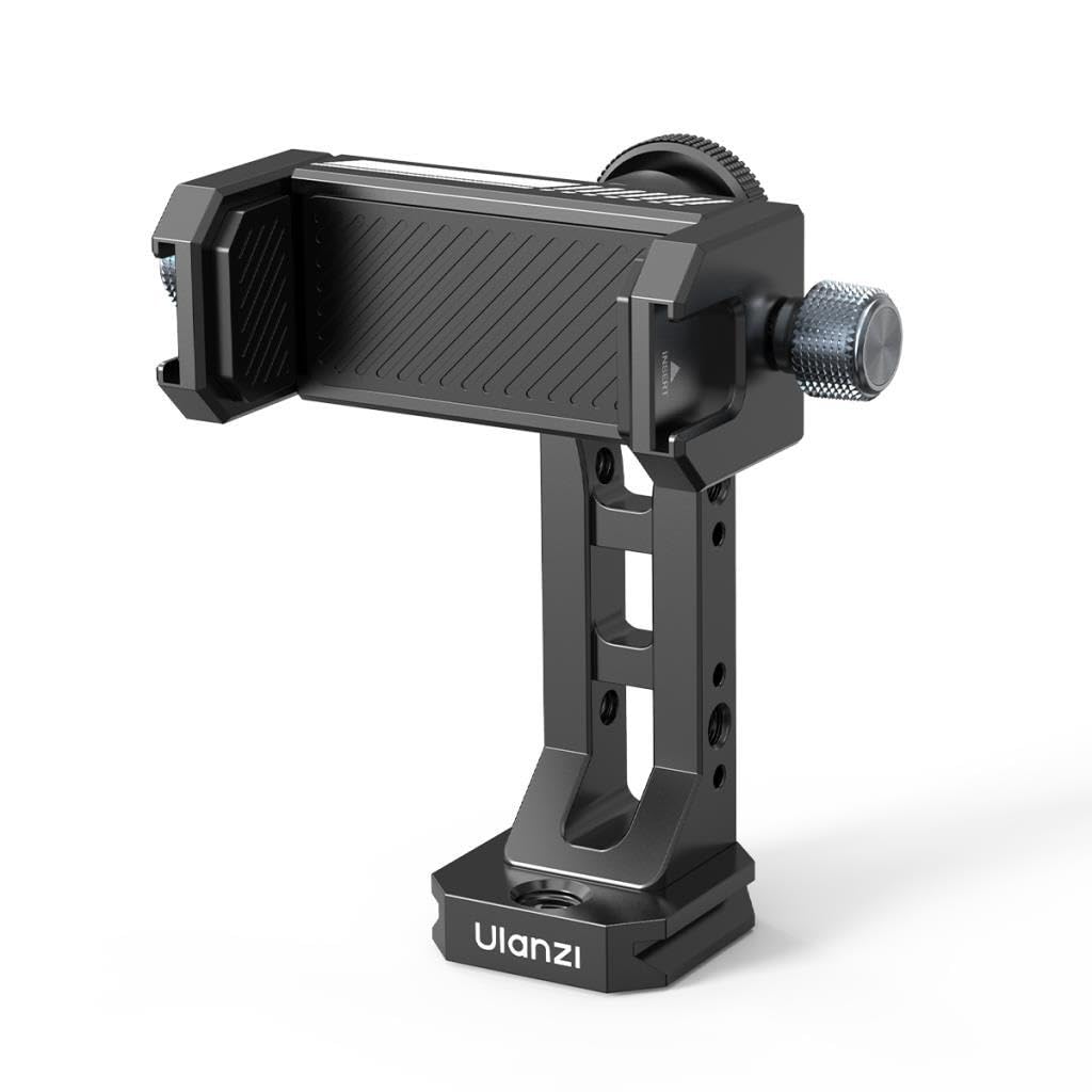 ULANZI MA53 Metal Phone Tripod Mount – Universal Smartphone Adapter with Arca Swiss & Uka Port, Dual Cold Shoe, 360° Rotation Holder for iPhone, Samsung, Vlogging & Video Shooting