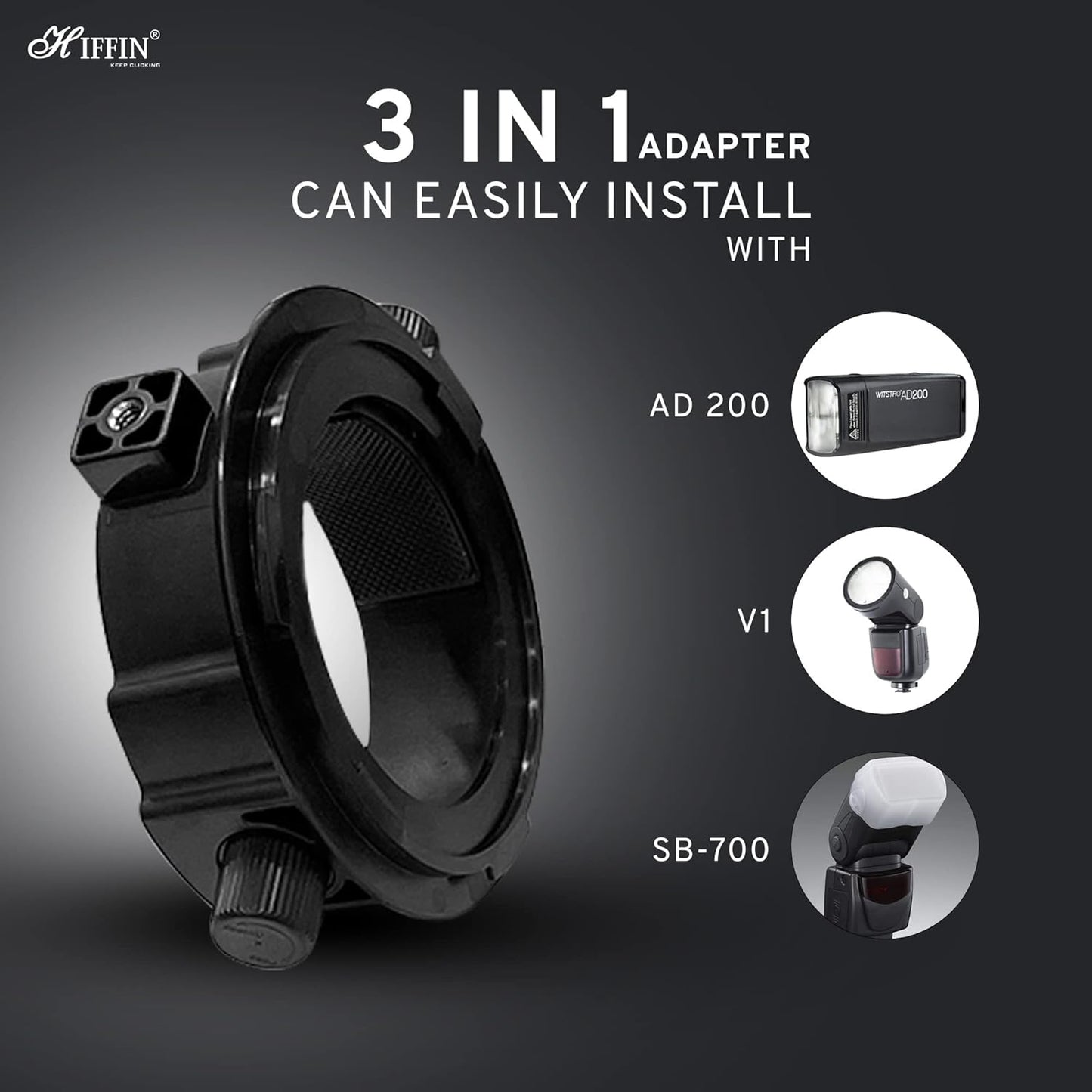 HIFFIN D25 Professional Flash Accessories Kit Universally Compatible | Flash Diffuser | Bounce | Grid| Gel | Grip & Sphere (3 in 1 Mount Adapter)