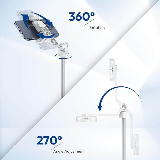 ULANZI TT88 Magnetic Tripod for iPhone , 57" Extendable Selfie Stick w Remote, 2-in-1 Phone Clip & Dual Cold Shoe Mounts-Lightweight Phone Tripod Stand for Vlogging, Travel, Video Recording, White