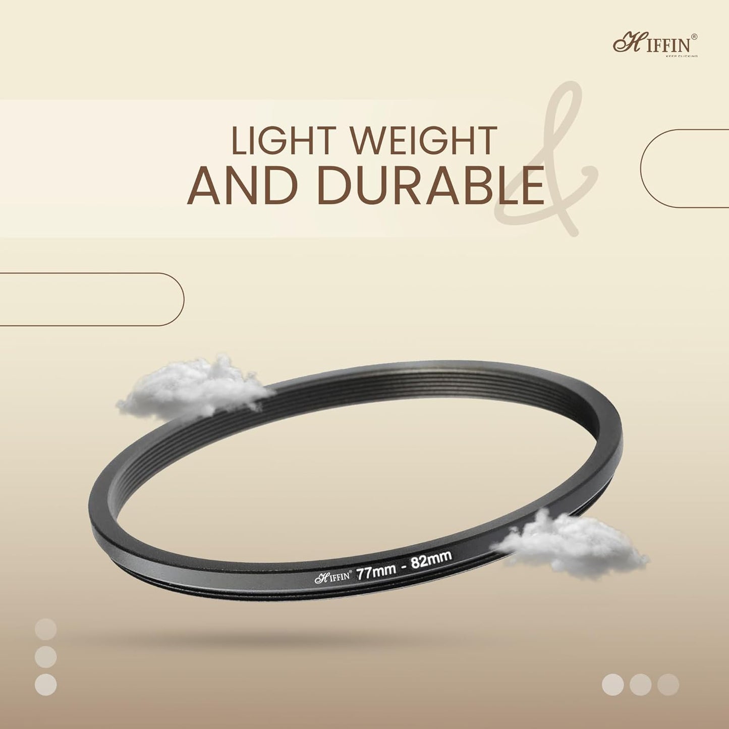 HIFFIN PRO Camera Lens Step Up Filter Adapter Rings, 49-52, 52-55, 55-58, 58-62, 62-67, 67-72, 72-77, 77-82mm Metal Step Up Rings Kit with Anodized Aluminum Threaded Black Frame